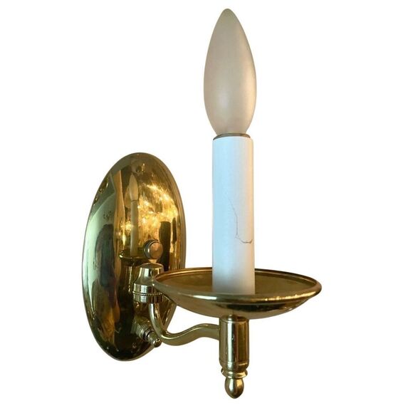 Vintage Simple Colonial Style Solid Brass Wall Sconse One Light Arm - Picture 1 of 6